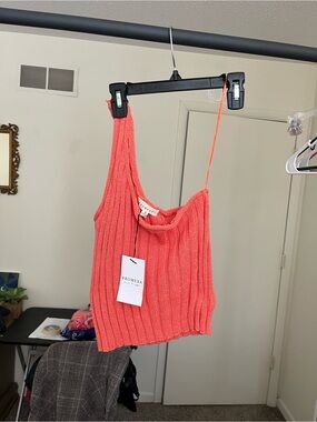 Promesa Coral Ribbed One-Shoulder Camisole
